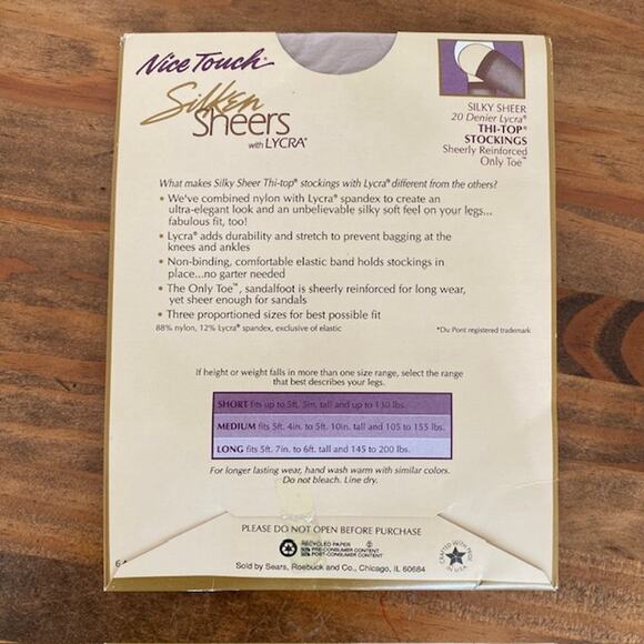 Vintage Nice Touch Silken Sheers  2 Pairs Thi-Top Stockings - Mist - Medium - Picture 5 of 6